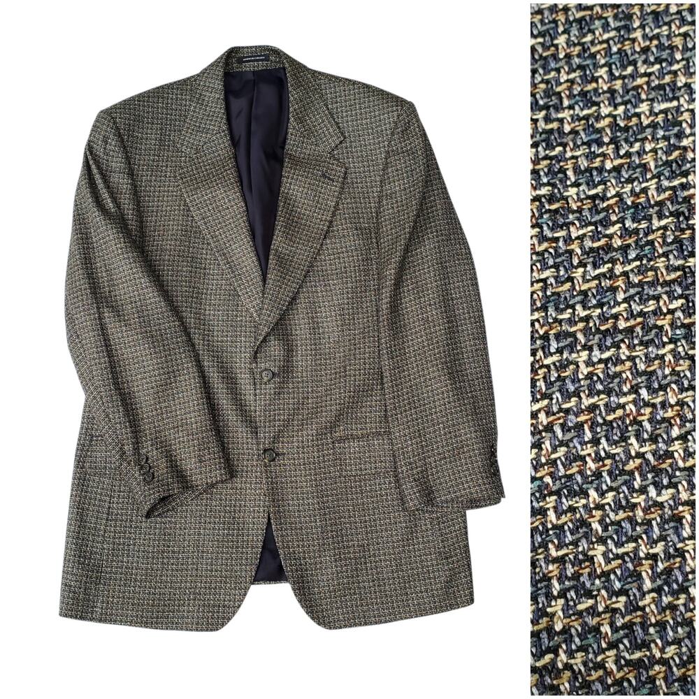 Vintage Yves Saint Laurent Ivy Prep Tweed Wool Silk Blazer Jacket Sport Coat 44L